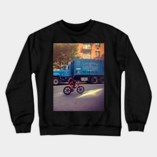 Bike, Manhattan Ave, Harlem, NYC Crewneck Sweatshirt